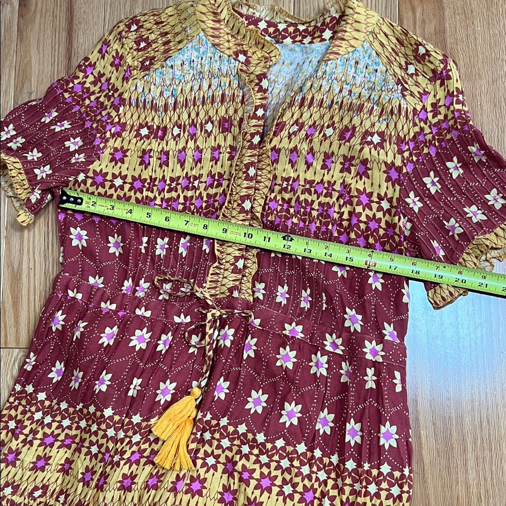 Free People Burgundy and Mustard vibrant Dress - Picture 7 of 10